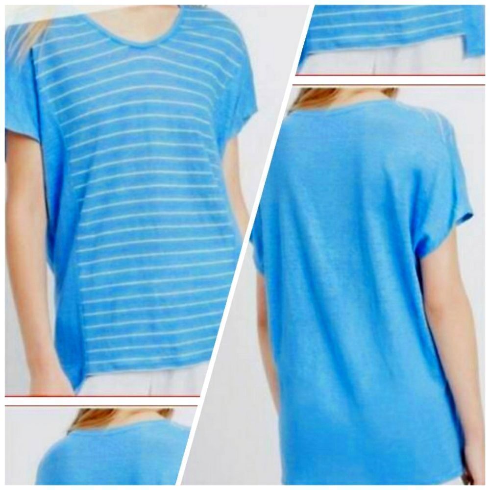 Vince Striped Short Sleeve Blouse
